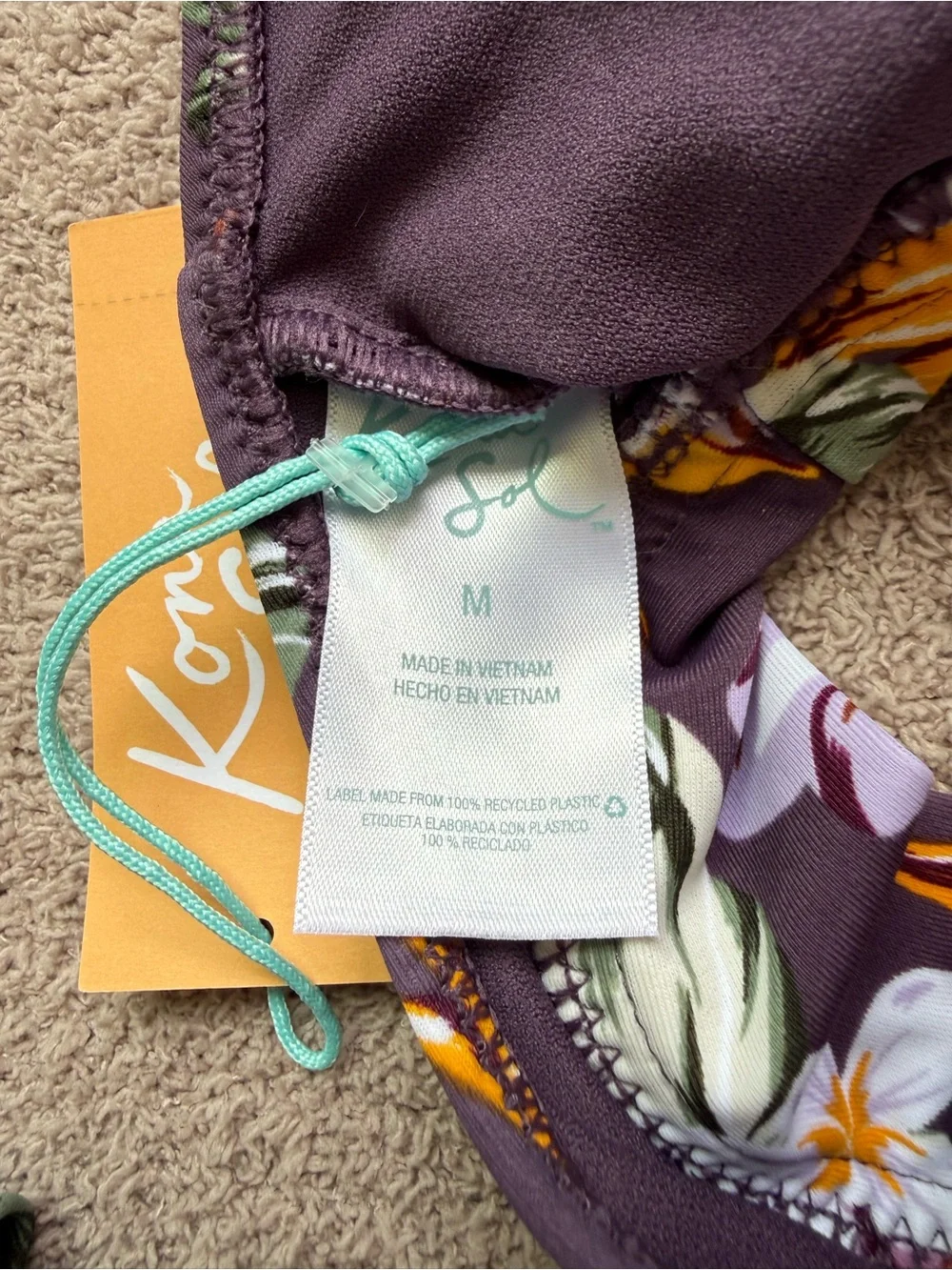 KONA SOL - PURPLE FLORAL SWIM SET - MEDIUM TOP/ LARGE BOTTOM - Picture 7 of 9